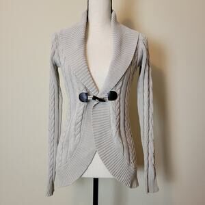 Fenn Wright Manson Size S Cable Fisherman Knit Shawl Collar Cardigan Sweater